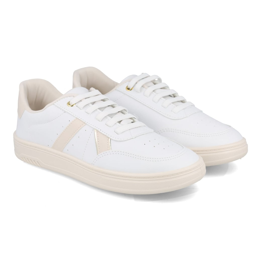 M Shuz Tenis Casual 33008MS Branco-Off White -Ouro-Off Sint_7__